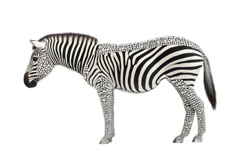 Fototapeta premium Zebra standing isolated on Transparent PNG format Background. 