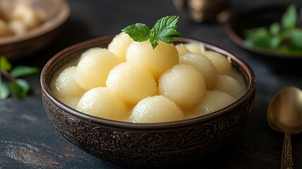 A bowl of Bengali sweet rasgulla