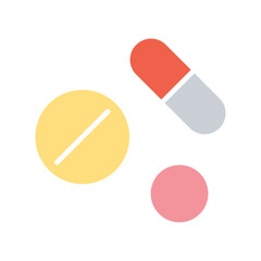 Pill icon in flat color style