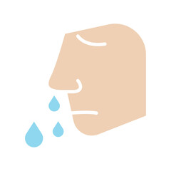 Runny nose icon in flat color style