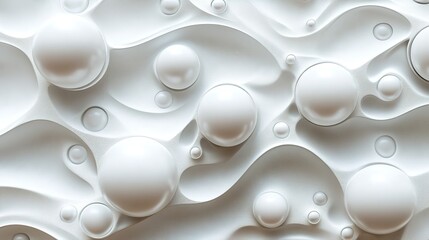 3D abstract illustration of white spheres and carbon molecules on a light grey background, depicting molecular chemistry