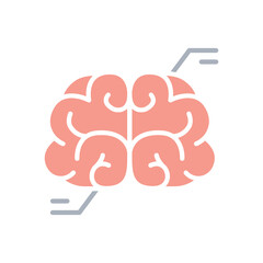 Brain scan icon in flat color style