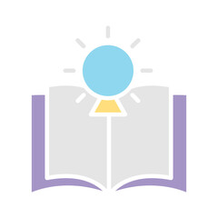 Magic book icon in flat color style