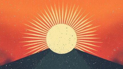 Fototapeta premium Vibrant Sunrise Over Mountain with Radiant Sunbeams and Sky Colors