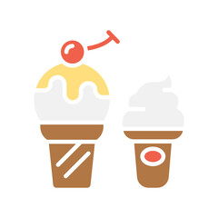 Ice cream icon in flat color style