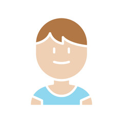 Boy icon in flat color style