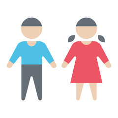 Kids icon in flat color style