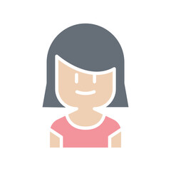 Girl icon in flat color style