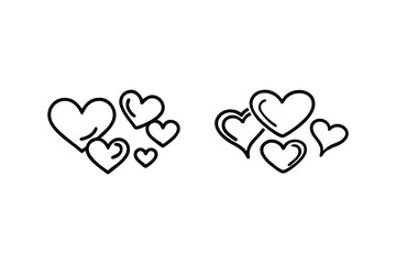 Hand-drawn hearts graphic design for Valentine's Day.