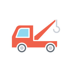 Towing car icon in flat color style