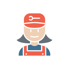 Mechanic icon in flat color style