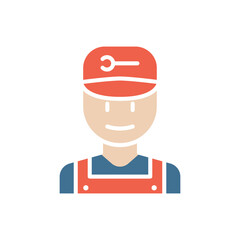 Mechanic icon in flat color style