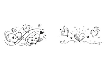 Cute, hand-drawn hearts in a playful design.