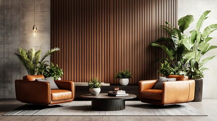Beautiful Modern Living room Interior with furniture's ,mockup frame , posters, wall -3d Rendering