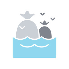 Water pollution icon in flat color style