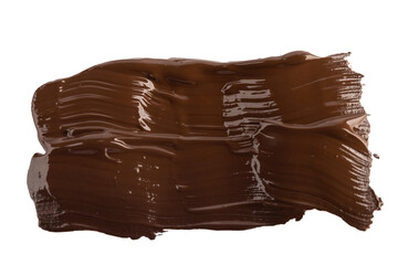 Acrylic brown paint brush track blank art isolated on the white background