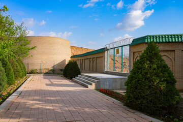 Border between Uzbekistan and Afghanistan at the Old Termez archaeological site in the Al Hakim At-Termizi architectural complex,  Surxondaryo Region of southern Uzbekistan, Central Asia