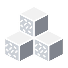 Sugar cube icon in flat color style