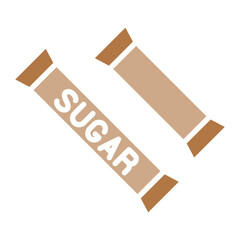 Sachet sugar icon in flat color style