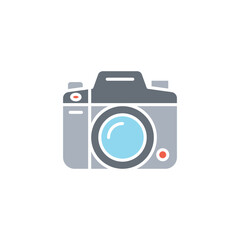 Camera icon in flat color style