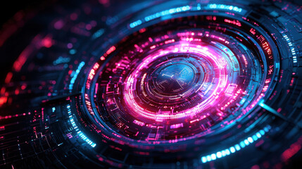Obraz premium Futuristic AI governance certification displayed in a glowing holographic format with digital trust verification and blockchain security