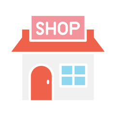 Shop icon in flat color style