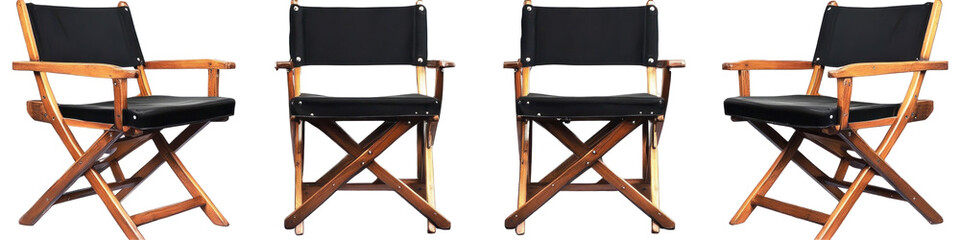 A set of four director chairs isolated on white 