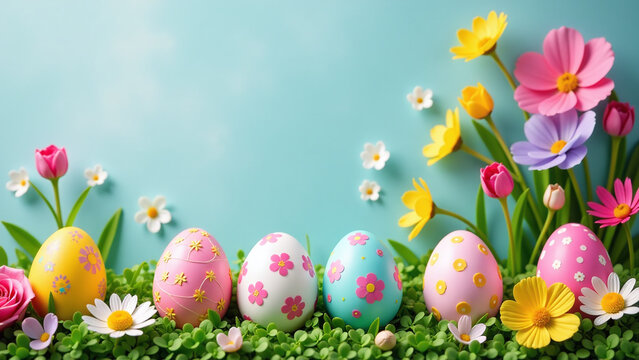 colorful easter brunch features decorated eggs fresh flowers vibrant springtime celebration