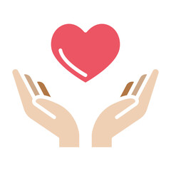 Care icon in flat color style