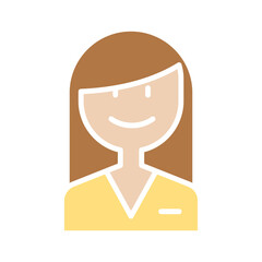 Salesperson icon in flat color style