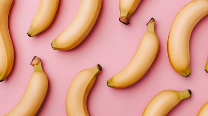 Colorful Bananas Arranged on Pink Background