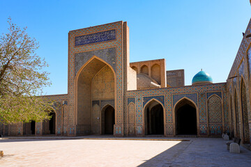 Courtyard of the Kalan Mosque in the Po-i-Kalyan complex of the historic old town of Bukhara in Uzbekistan, Central Asia