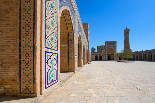 Courtyard of the Kalan Mosque in the Po-i-Kalyan complex of the historic old town of Bukhara in Uzbekistan, Central Asia