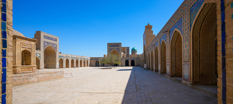 Courtyard of the Kalan Mosque in the Po-i-Kalyan complex of the historic old town of Bukhara in Uzbekistan, Central Asia