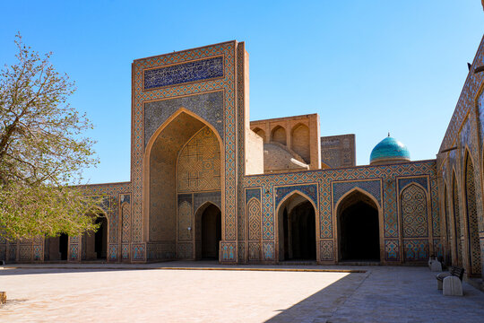 Courtyard of the Kalan Mosque in the Po-i-Kalyan complex of the historic old town of Bukhara in Uzbekistan, Central Asia