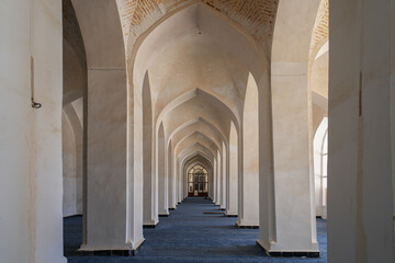 Obraz premium Vaulted passage inside the Kalan Mosque in the Po-i-Kalyan complex of the historic old town of Bukhara in Uzbekistan, Central Asia