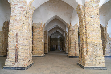 Fototapeta premium Vaulted passage inside the Kalan Mosque in the Po-i-Kalyan complex of the historic old town of Bukhara in Uzbekistan, Central Asia