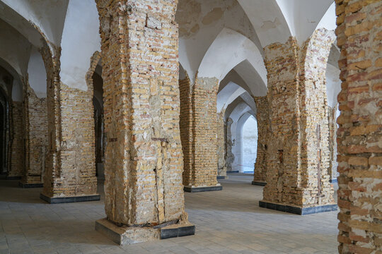 Vaulted passage inside the Kalan Mosque in the Po-i-Kalyan complex of the historic old town of Bukhara in Uzbekistan, Central Asia