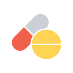 Medication icon in flat color style