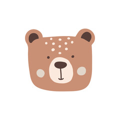 Cute cartoon bear face illustration animal baby nursery design clipart vector illustration