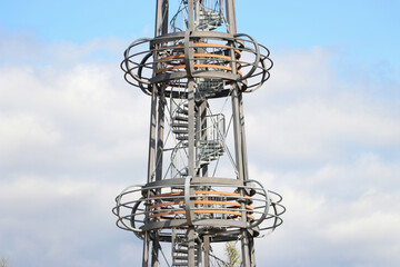 the Cibulka lookout tower is a steel structure in the Ore Mountains