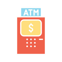 ATM icon in flat color style