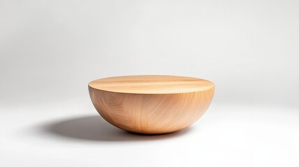 Wooden bowl table on white background