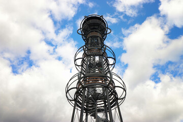 the Cibulka lookout tower is a steel structure in the Ore Mountains
