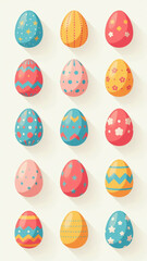 colorful easter egg icons flat design vector illustration available various