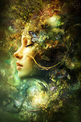 Portrait of Gaia, Mother Nature with ethereal energy.