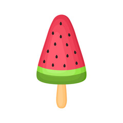 Cartoon watermelon popsicle. Ice Cream. Vector