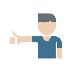 Man thumb up icon in flat color style