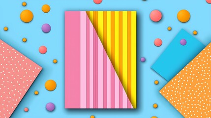 Obraz premium Colorful geometric shapes overlay on blue background for design element use, decoration, or advertising
