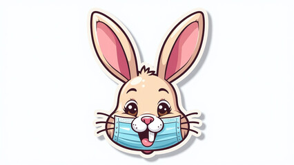colorful easter rabbit sticker features big bunny ears vector style masks white background various creative